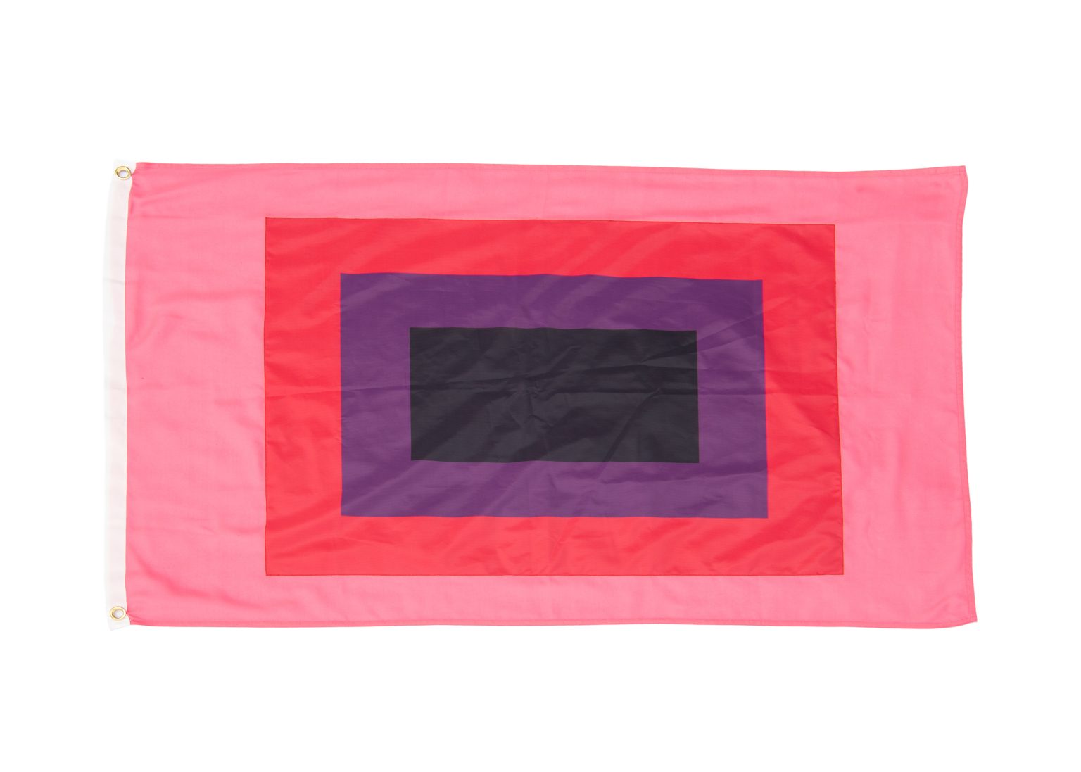 A flag made of concentric coloured rectangles. Outside to inner: Pink, red, purple and a solid black rectangle in the centre.