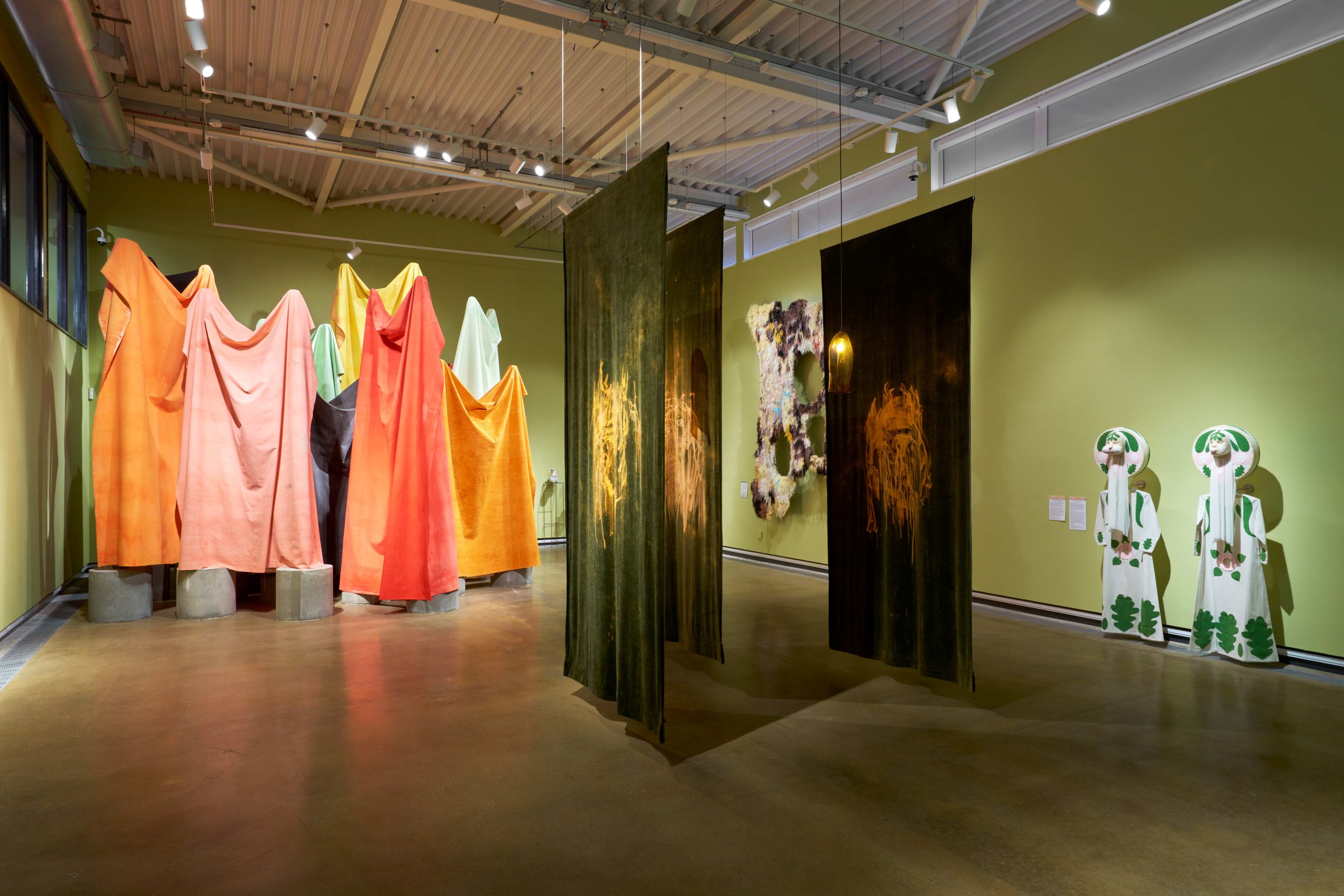 Installation view, Material Worlds: Contemporary Artists and Textiles, Attenborough Arts Centre. A Hayward Gallery Touring exhibition. Photography ©  Reece Straw