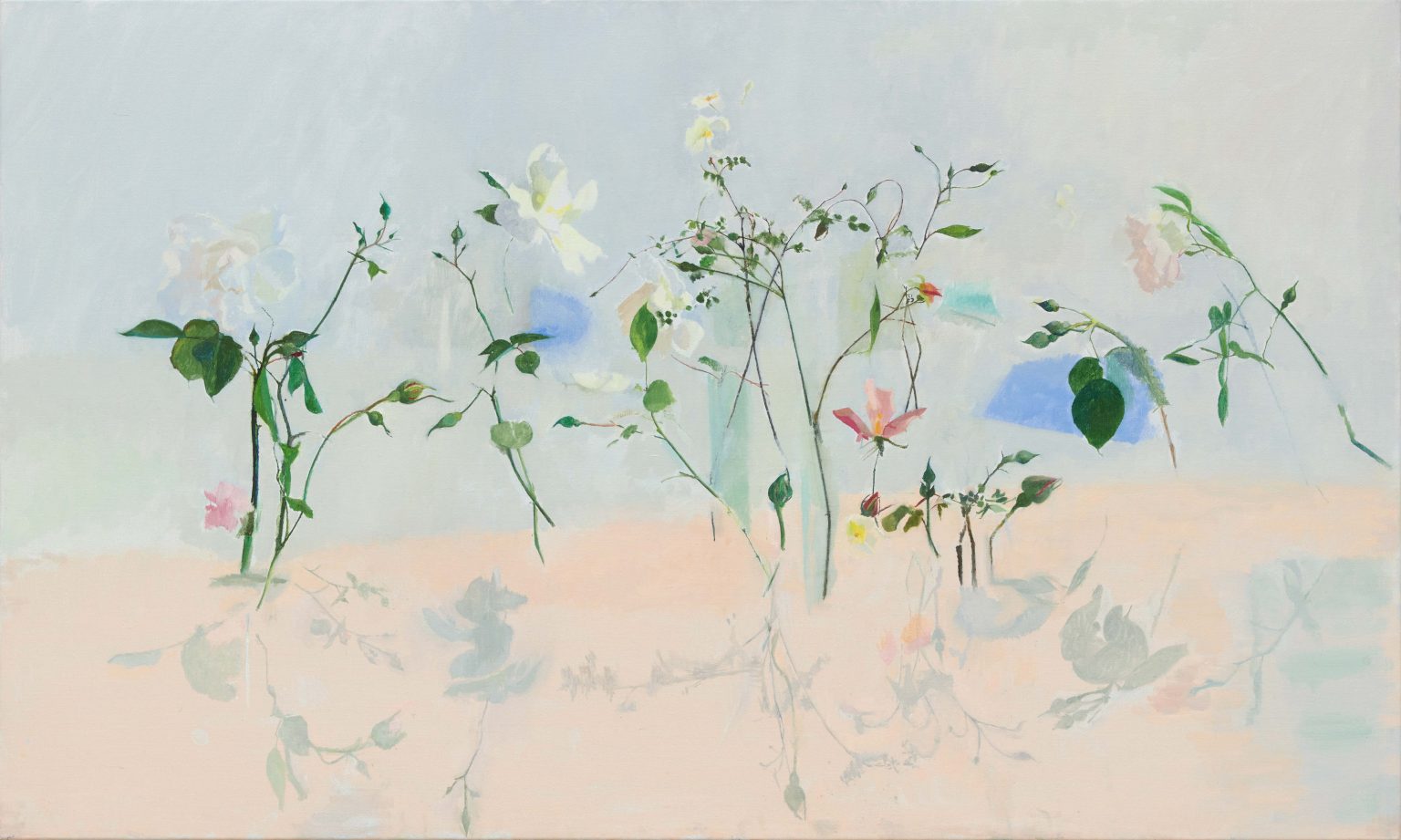 A painting of spring buds on a white background