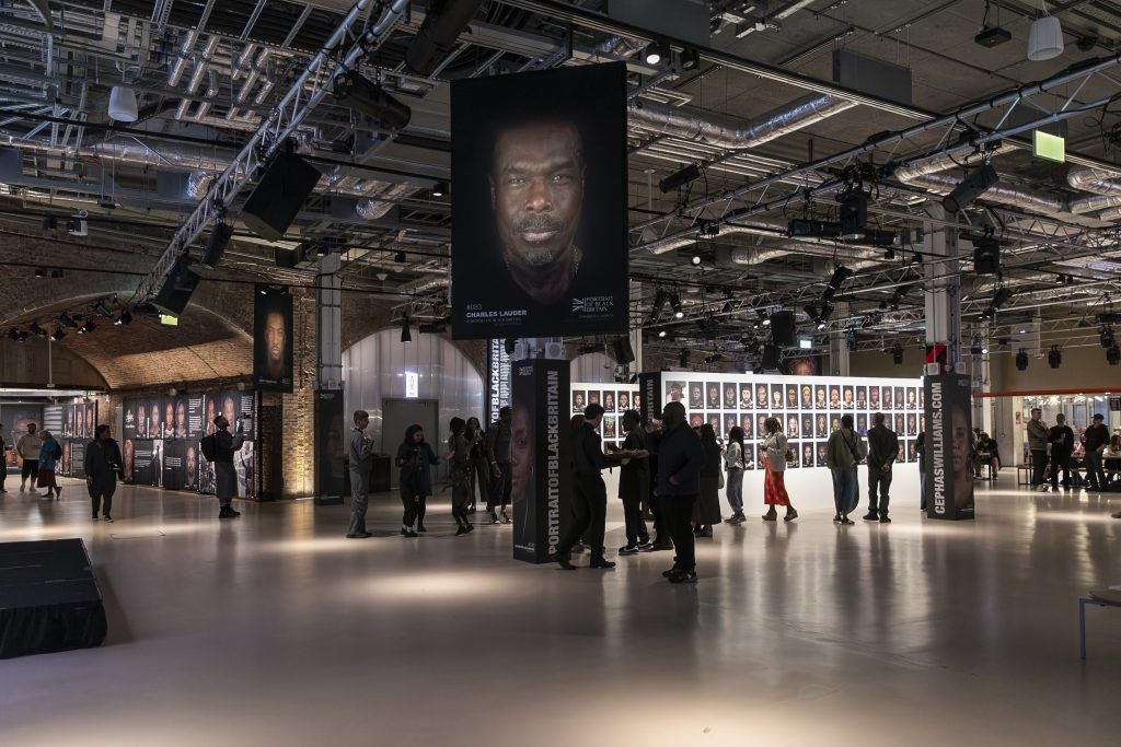 Instillation view of a photography exhibition dedicated to Black portraiture 